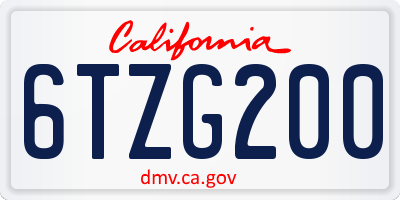 CA license plate 6TZG200