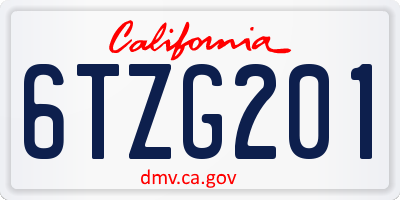 CA license plate 6TZG201