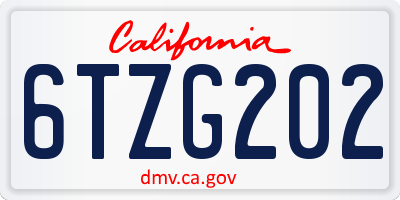 CA license plate 6TZG202