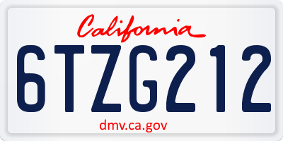 CA license plate 6TZG212