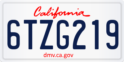 CA license plate 6TZG219