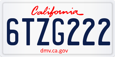 CA license plate 6TZG222