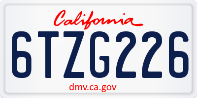 CA license plate 6TZG226