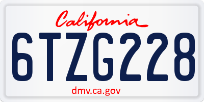 CA license plate 6TZG228