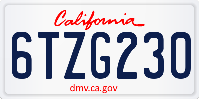 CA license plate 6TZG230