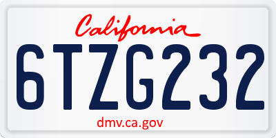 CA license plate 6TZG232