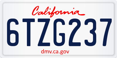 CA license plate 6TZG237