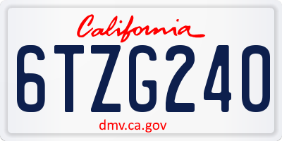 CA license plate 6TZG240