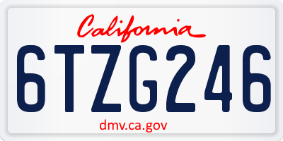 CA license plate 6TZG246