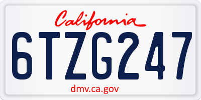 CA license plate 6TZG247