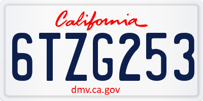 CA license plate 6TZG253