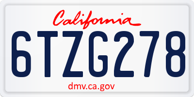CA license plate 6TZG278