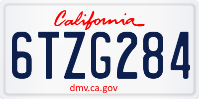 CA license plate 6TZG284