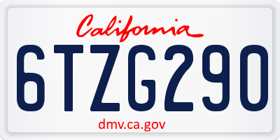 CA license plate 6TZG290