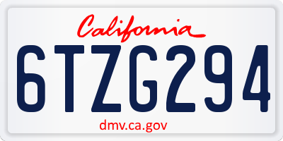 CA license plate 6TZG294