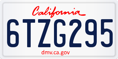 CA license plate 6TZG295