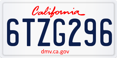 CA license plate 6TZG296