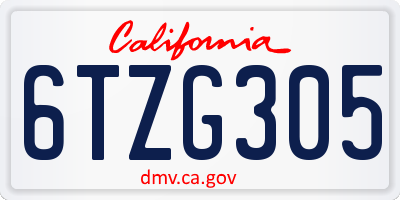 CA license plate 6TZG305