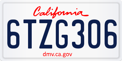 CA license plate 6TZG306