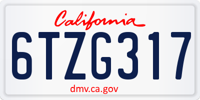 CA license plate 6TZG317