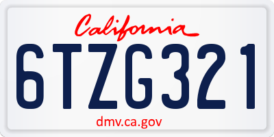 CA license plate 6TZG321