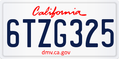 CA license plate 6TZG325