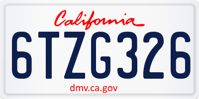 CA license plate 6TZG326