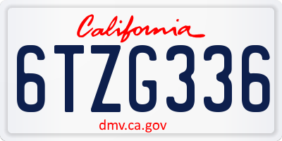 CA license plate 6TZG336