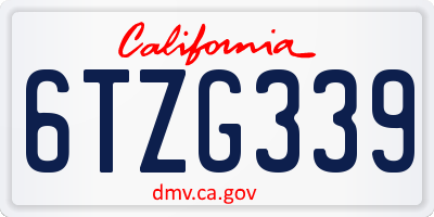 CA license plate 6TZG339