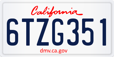 CA license plate 6TZG351