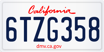 CA license plate 6TZG358
