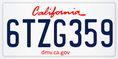 CA license plate 6TZG359