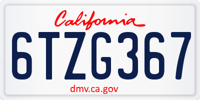 CA license plate 6TZG367