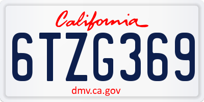 CA license plate 6TZG369