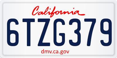 CA license plate 6TZG379