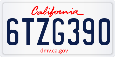 CA license plate 6TZG390