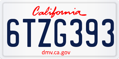 CA license plate 6TZG393