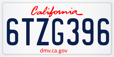 CA license plate 6TZG396