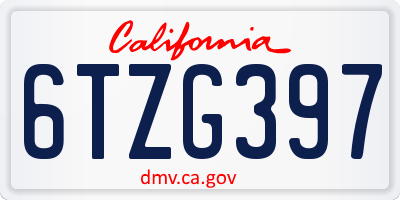 CA license plate 6TZG397