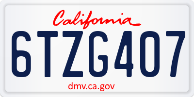 CA license plate 6TZG407