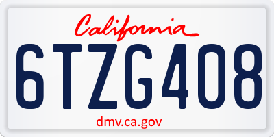 CA license plate 6TZG408