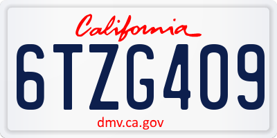 CA license plate 6TZG409