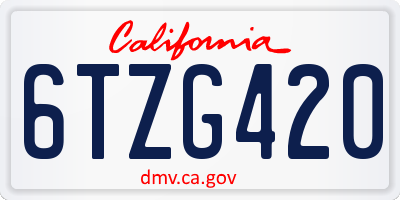 CA license plate 6TZG420