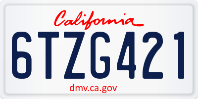 CA license plate 6TZG421