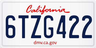 CA license plate 6TZG422