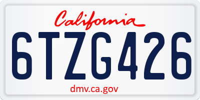 CA license plate 6TZG426