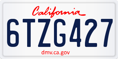 CA license plate 6TZG427