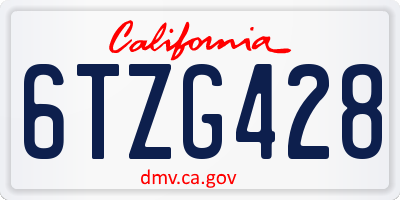 CA license plate 6TZG428