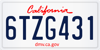 CA license plate 6TZG431