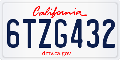 CA license plate 6TZG432